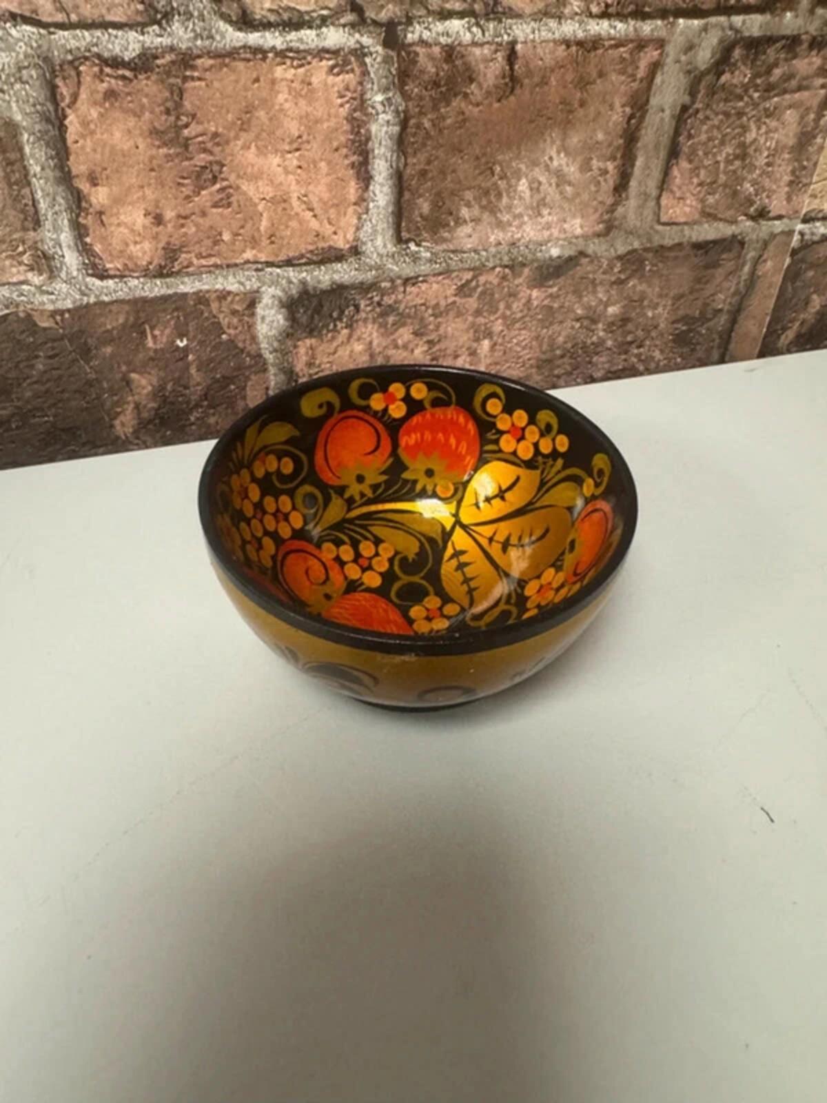 Vintage Wooden Floral Dish