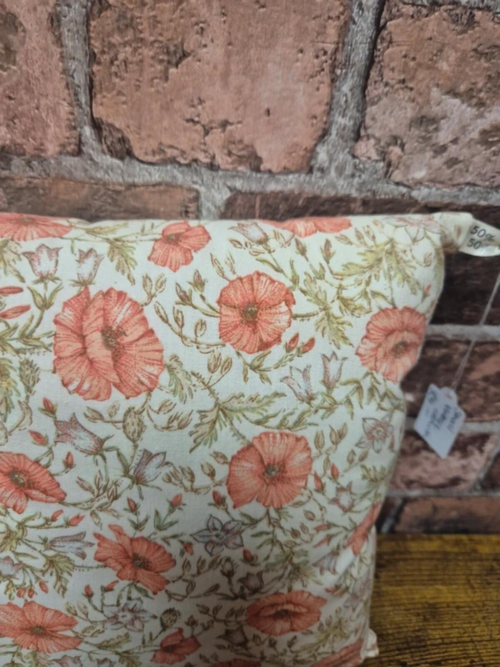 Small vintage poppy cushion