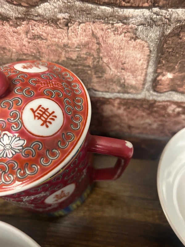 Vintage Chinese Longevity Porcelain Tea Set