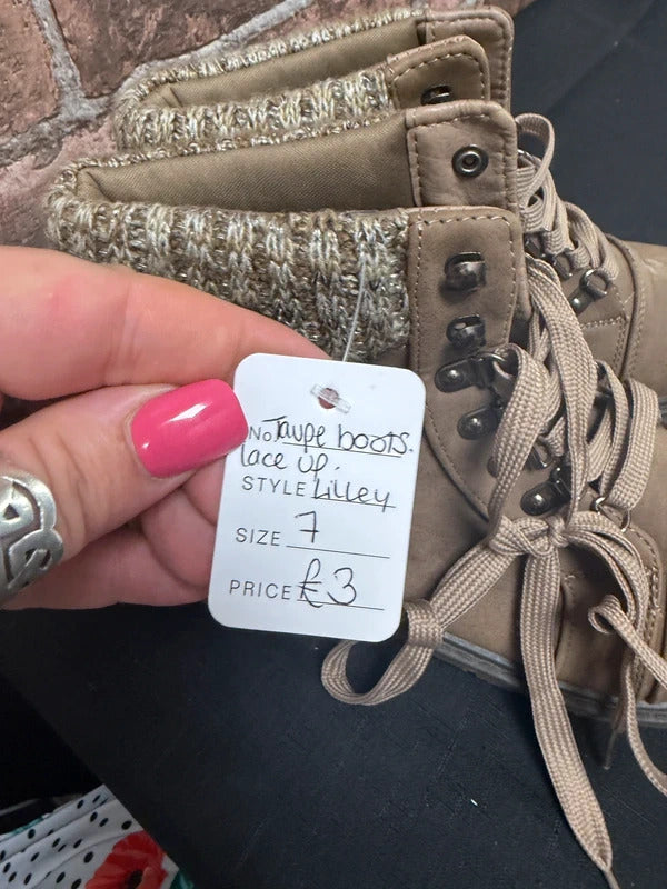 Lilly Taupe Boots - Size 7 UK