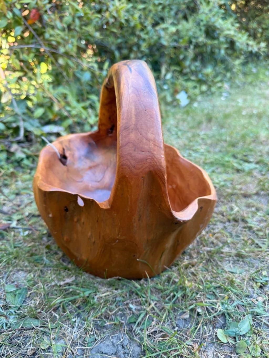 Burl Wood Hand Crafted Basket