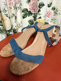 Corked navy and beige heels - size 7