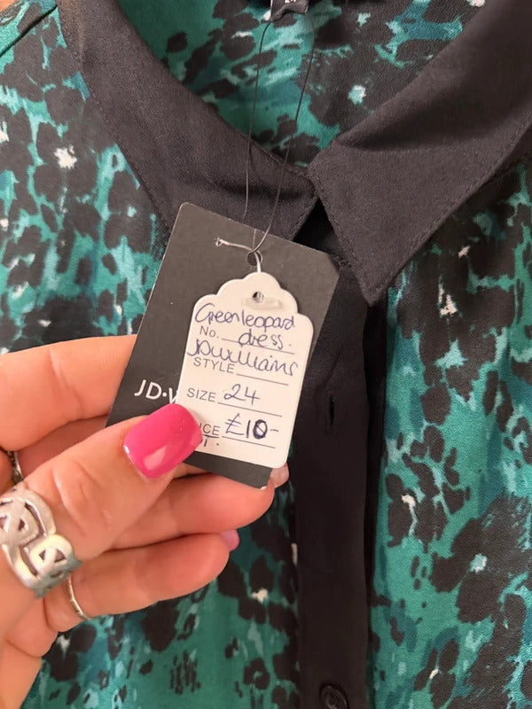 JD Williams Green Leopard Dress - Size 24
