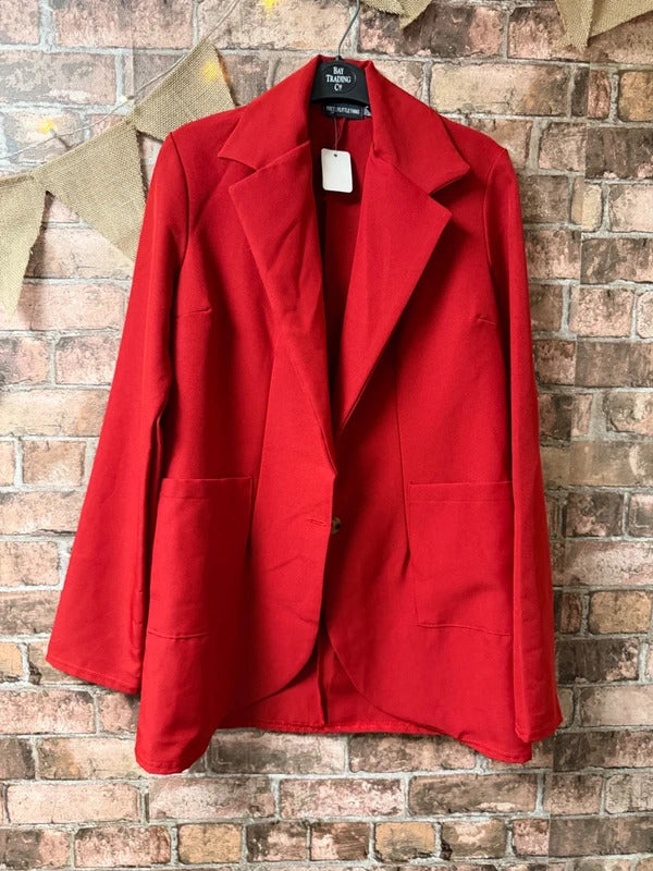 PLT Red Blazer - Size 6 (Oversized)