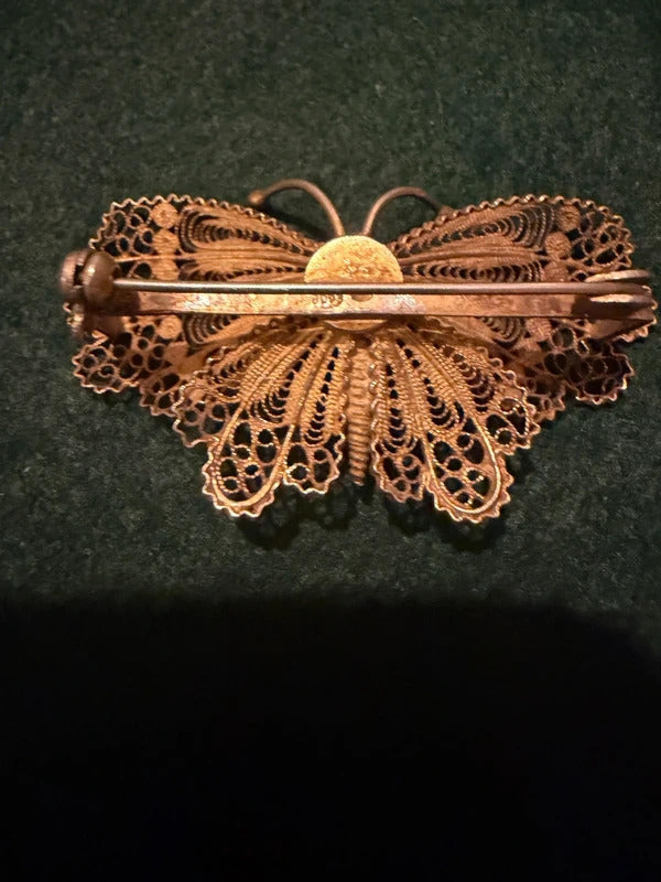 Sterling Silver Vintage Filigree Butterfly Brooch