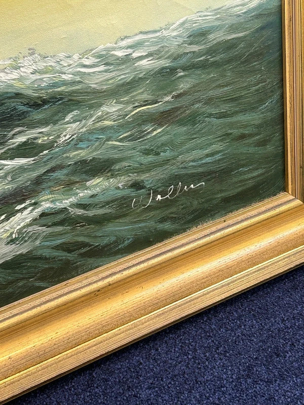 Carl George Wallis Sailing Vessel Framed Oil Painting