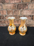 Pair of irridecent peach stem vases