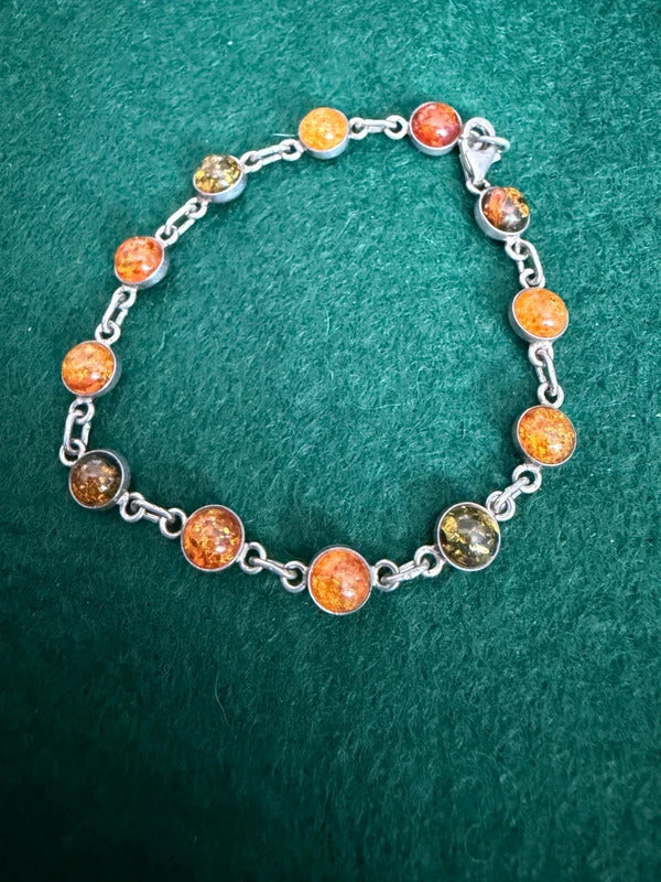 Sterling Silver and Amber Bracelet