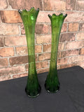 Pair of Green Glass Mid Century Vases