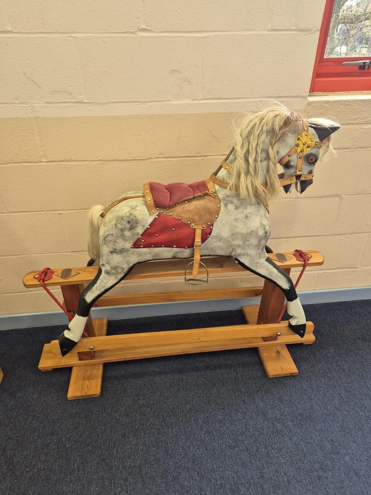 Antique Dapple Grey Rocking Horse on Stand