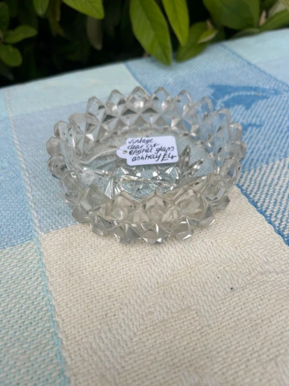 Vintage Clear Cut Crystal Ashtray