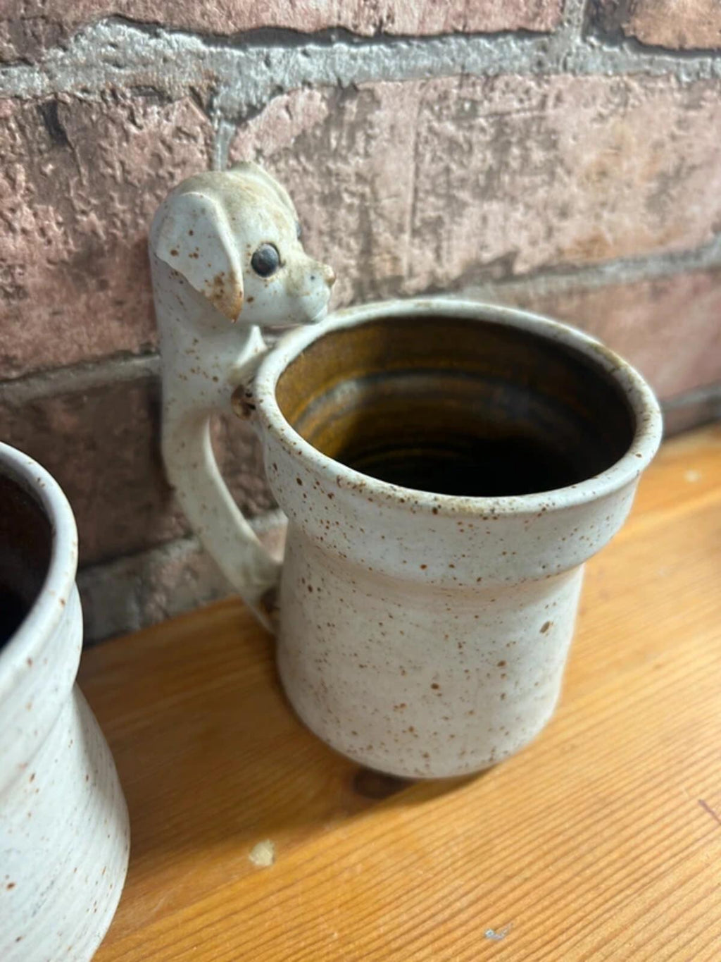 Pair of Stoneware Vintage Cat and Dog Mugs