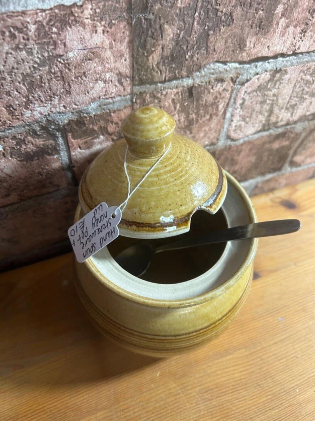 Hand Spun Stoneware Honey Pot + Lid