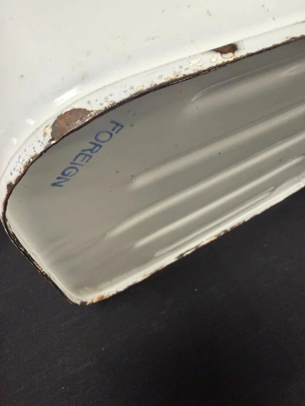 Vintage Blue and White Enamel Bread Bin