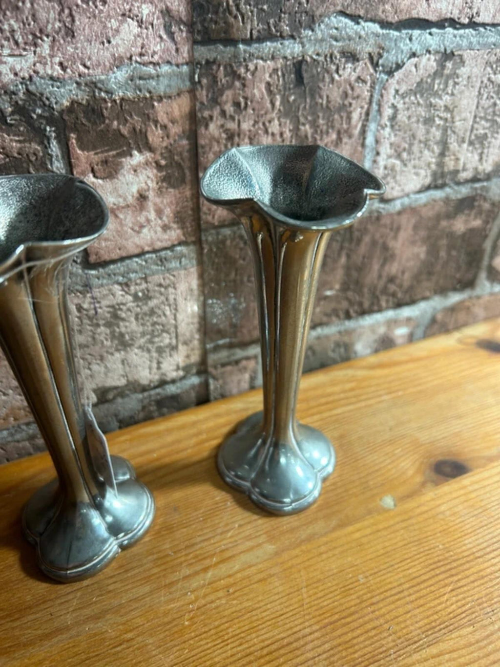 Vintage Silver Plated Pair of Bud Vases