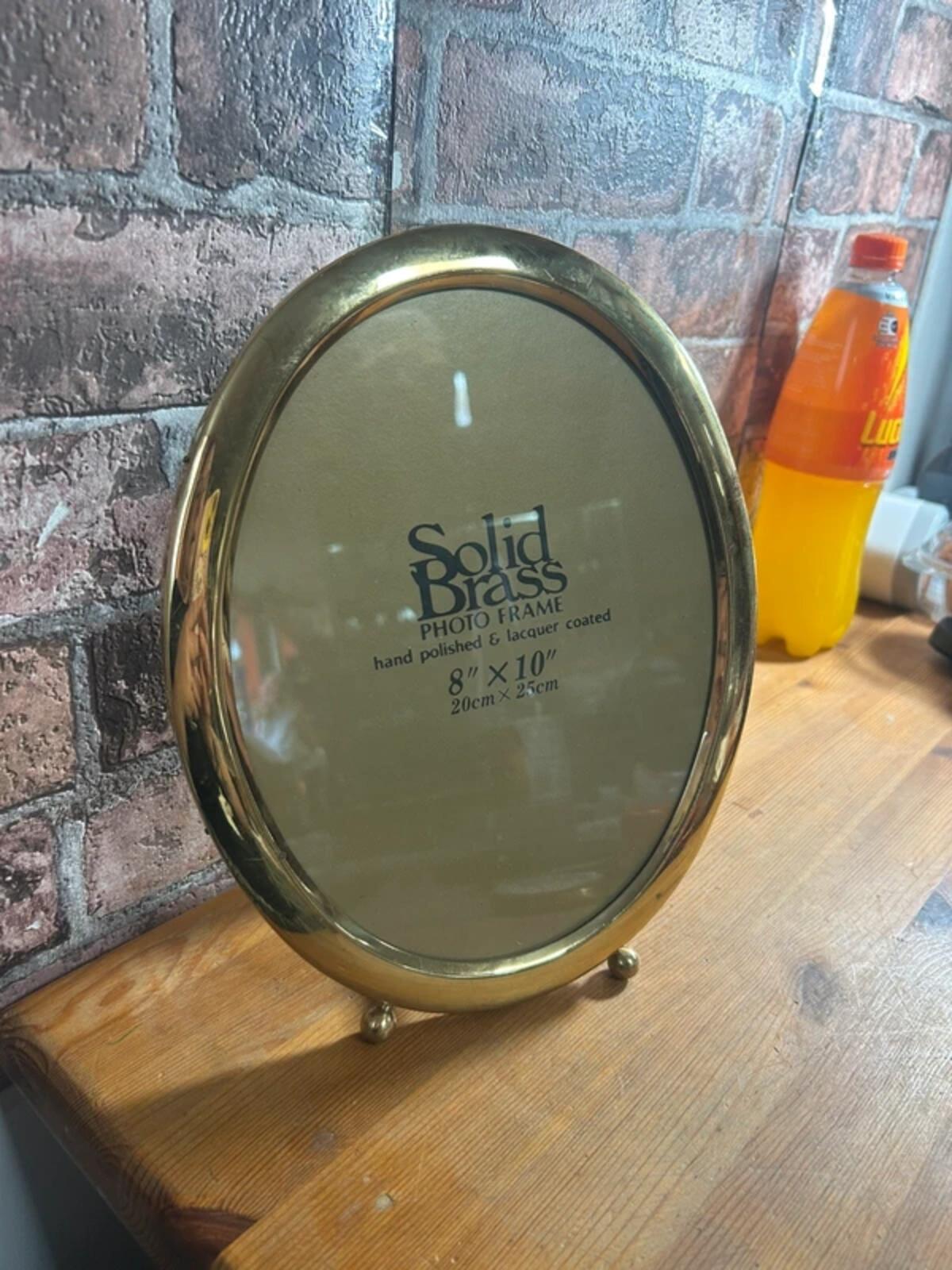 Vintage Oval Solid Brass Photo Frame