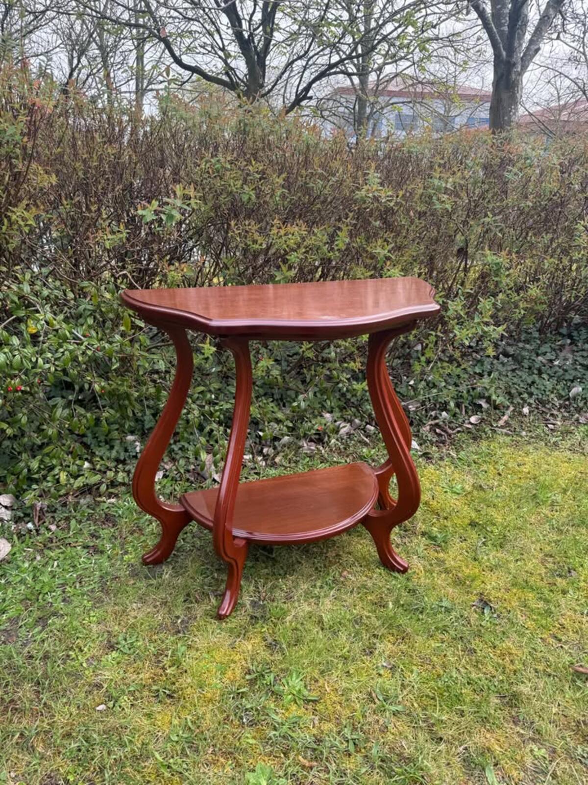 Antique Repro French Serpentine 2 Tier Console Hall/End/Lamp Table