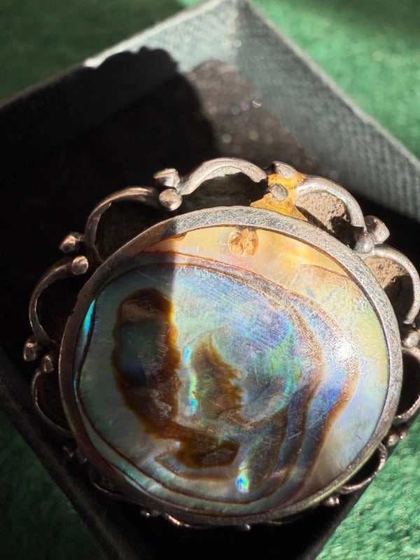Silver Abalone Hallmarked 925 Ring - Size S