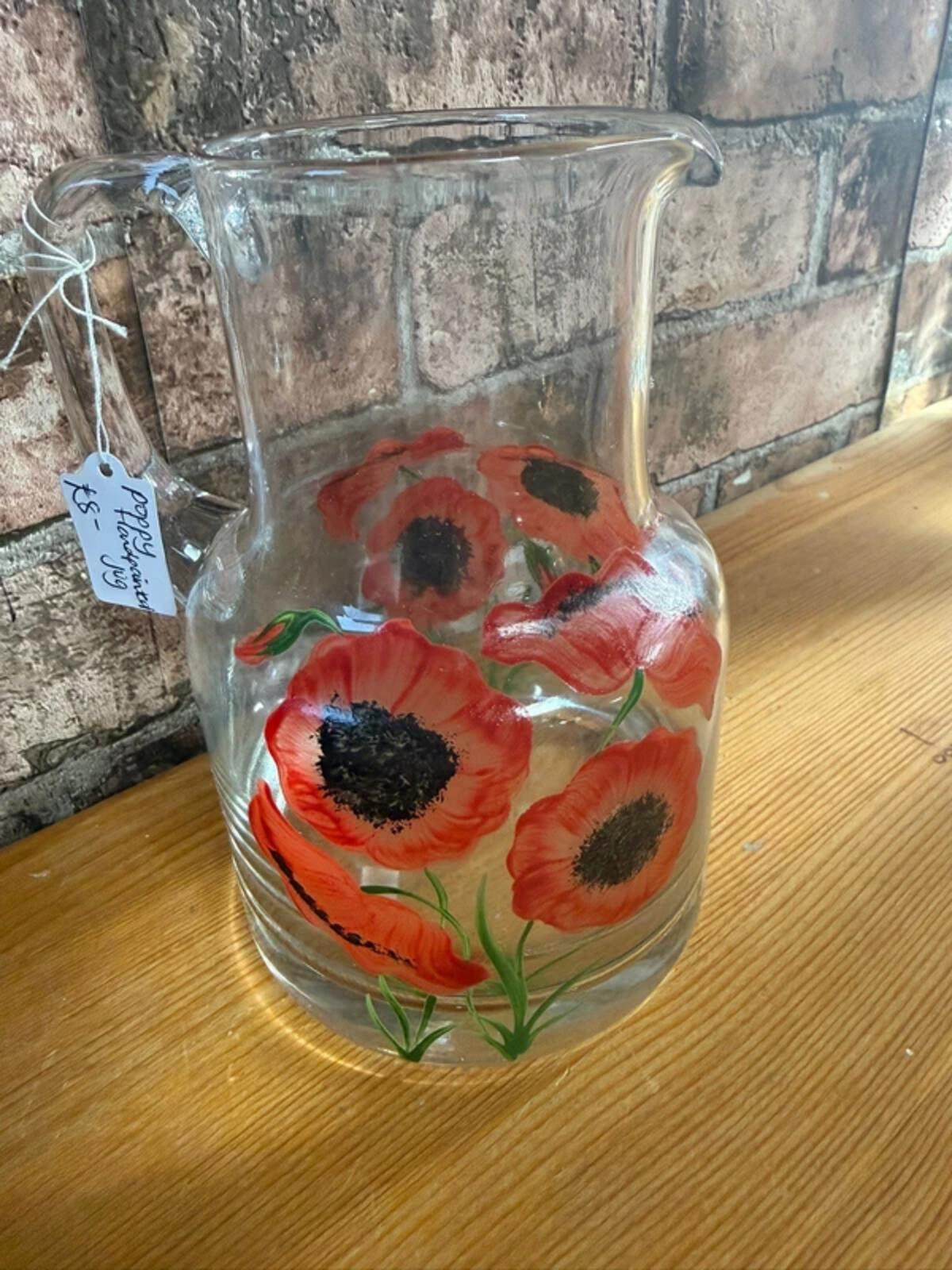 Poppy Handpainted Glass Jug
