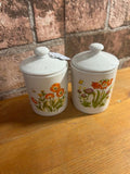 Pair of Vintage Floral Spice Jars
