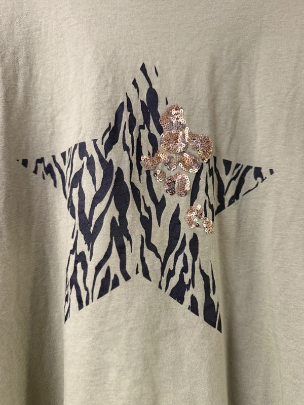 Peacocks Khaki Star Top - Size 14