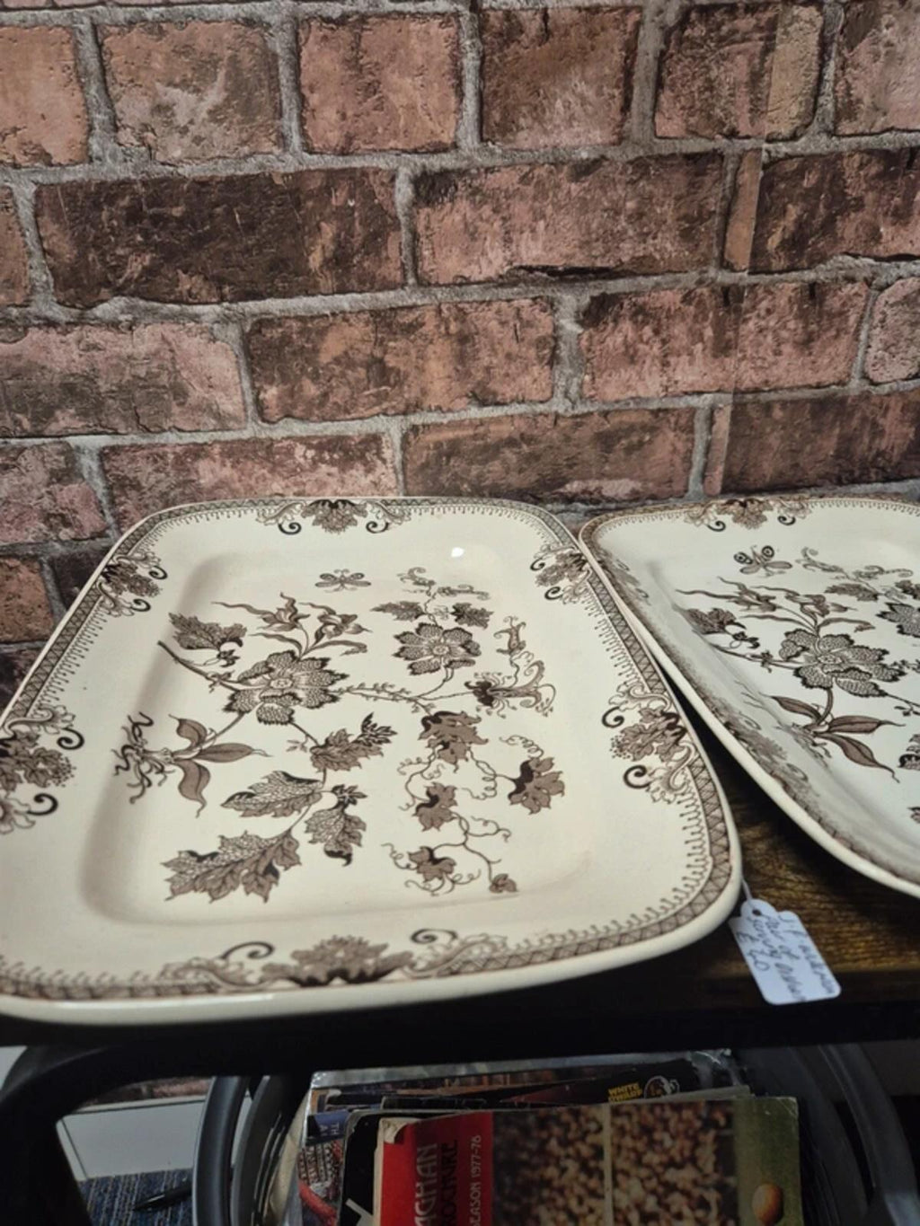 J F wileman serving plate pair