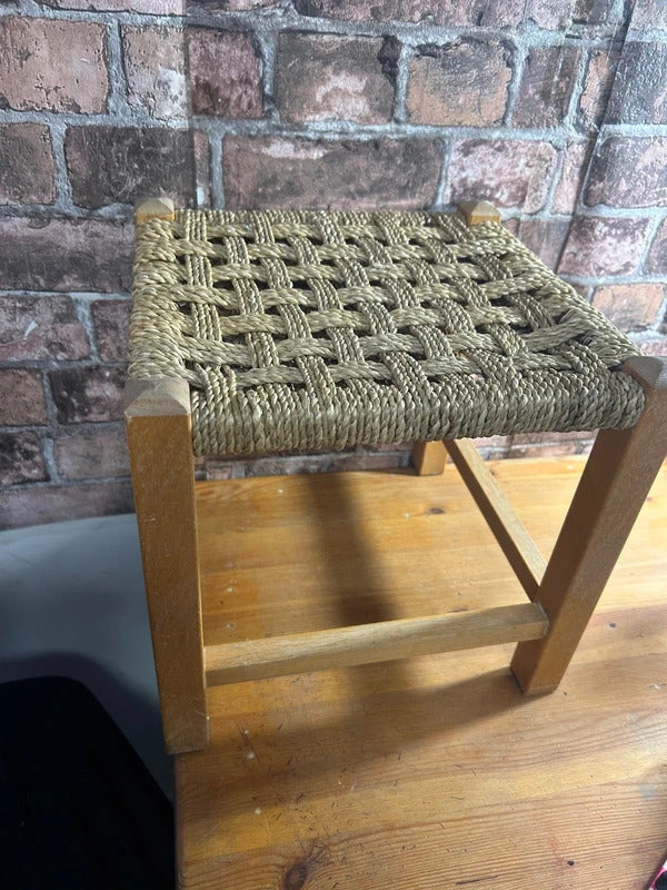 Vintage Handmade Woven Stool