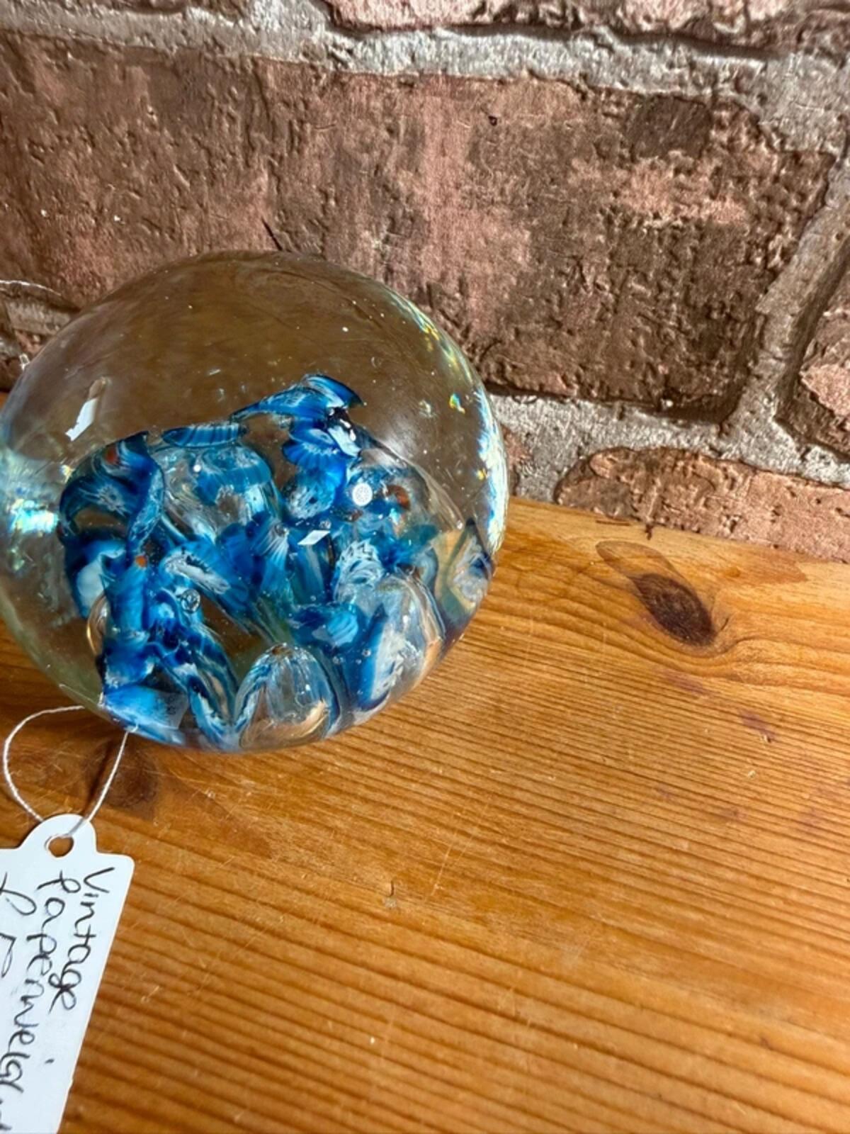 Vintage blue paperweight