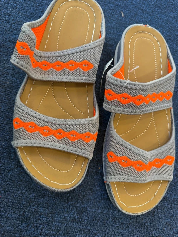 Grey and Orange Sandals - Size 4 UK