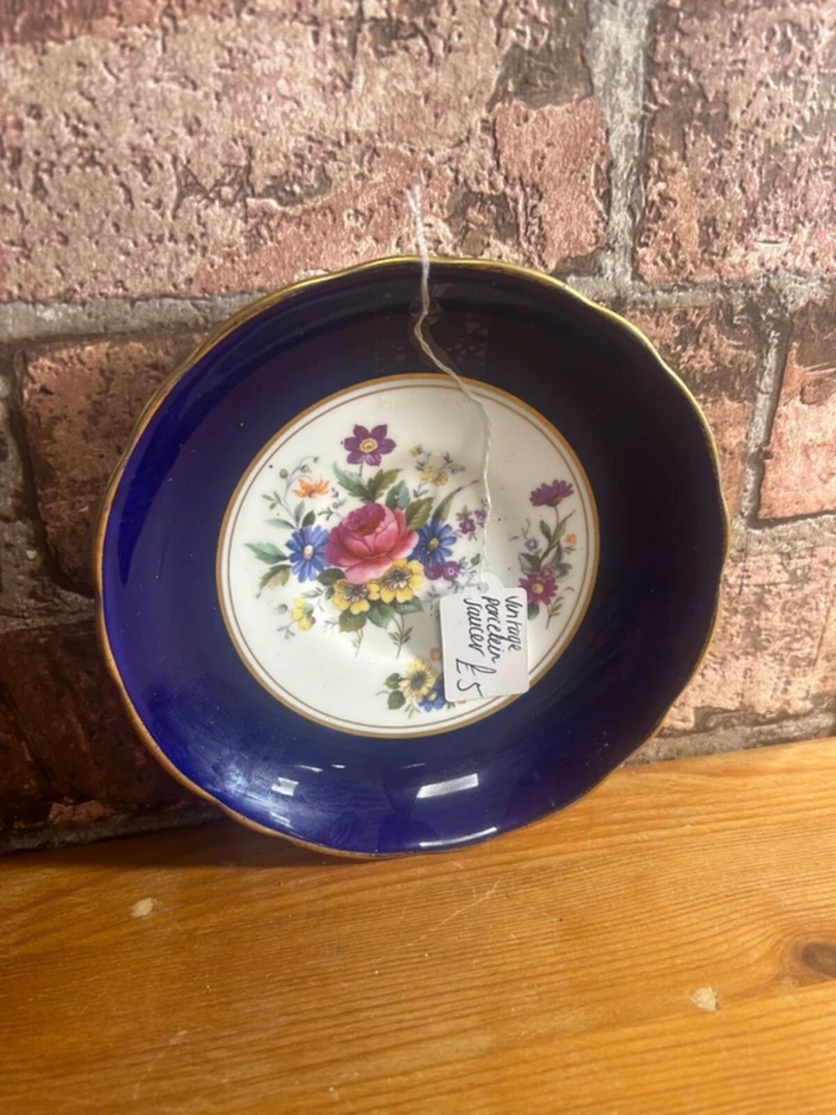 Vintage Floral Porcelain Saucer