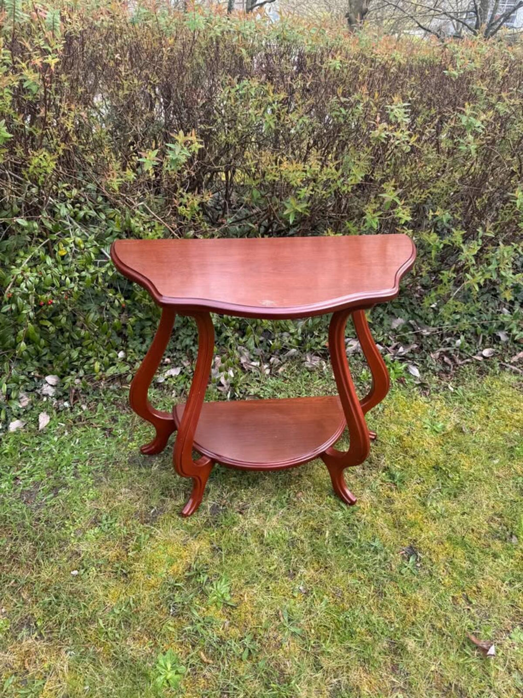 Antique Repro French Serpentine 2 Tier Console Hall/End/Lamp Table