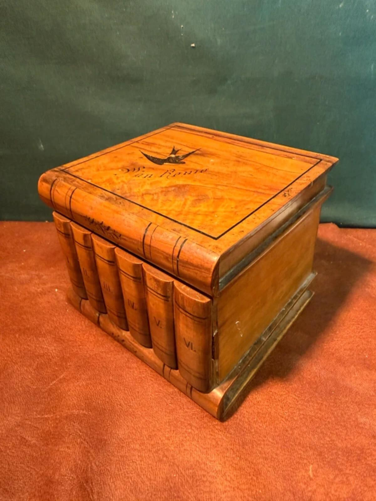 Vintage Wooden Book Carved Box