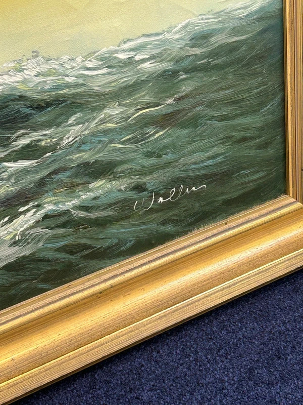 Carl George Wallis Sailing Vessel Framed Oil Painting