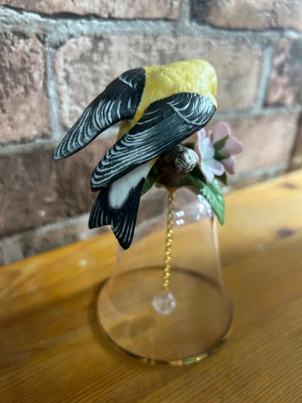 American Goldfinch Bird Porcelain Crystal Bell - Franklin Mint