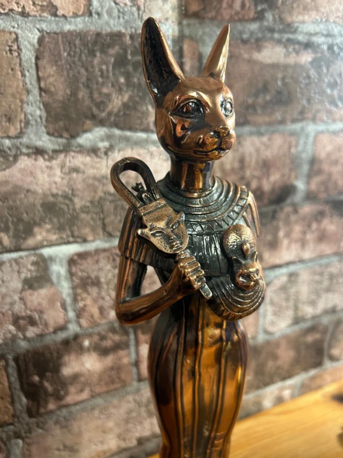 Cooper Coloured Metal Ancient Egyptian Goddess Figurine
