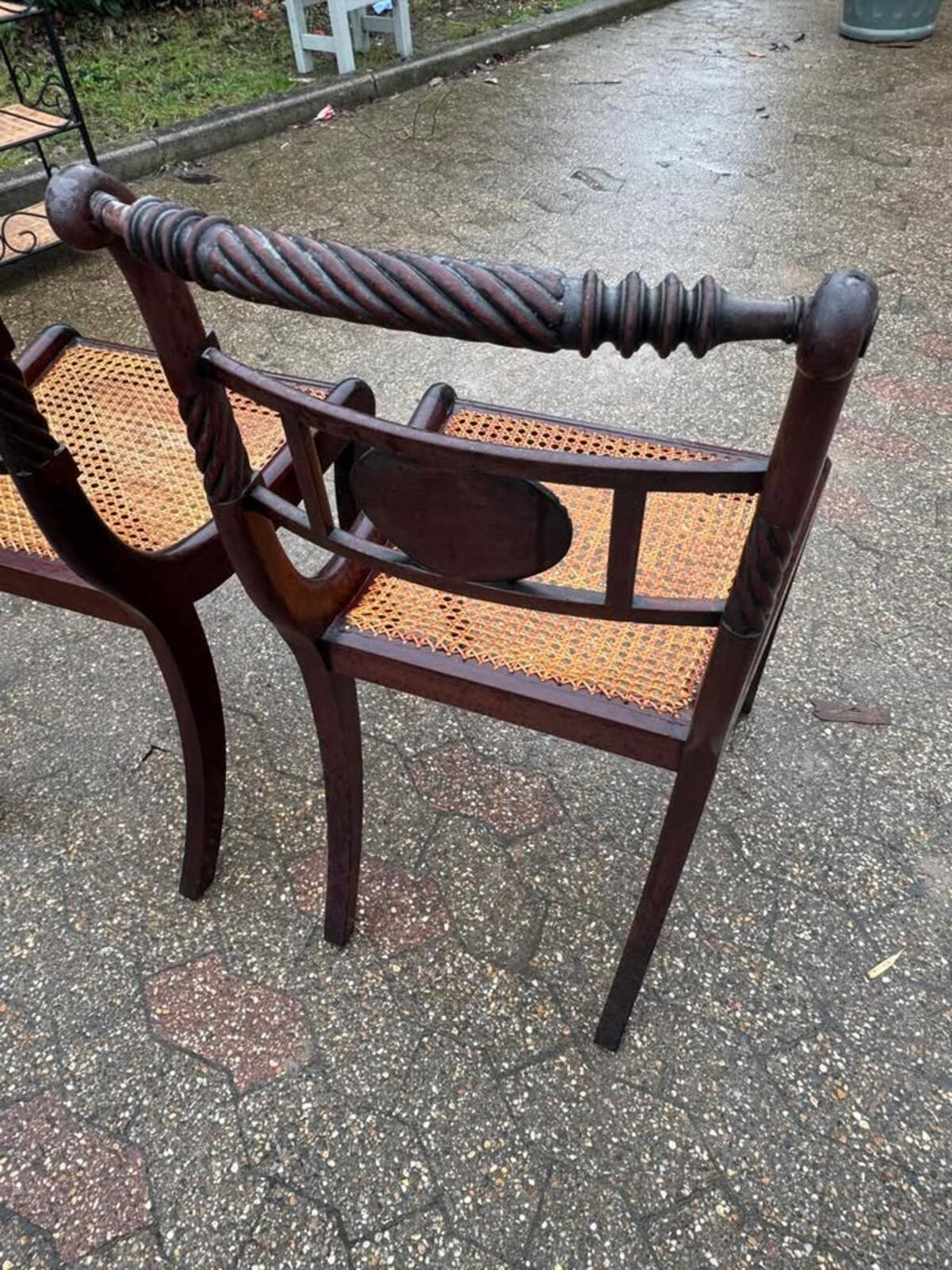 Pair of Antique Regency Chairs with Cane Seats