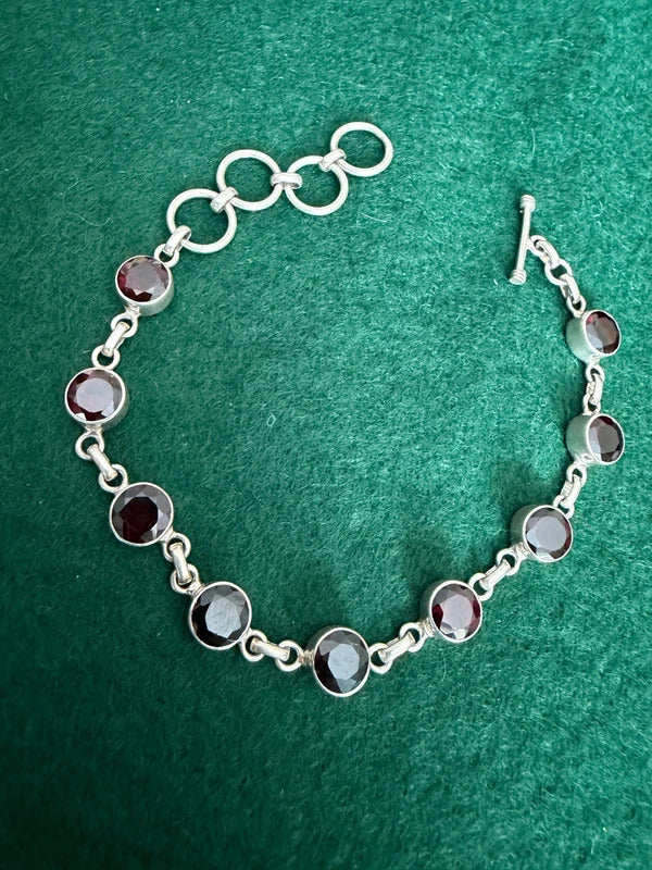 Sterling Silver and Red Tanzanite Bangle