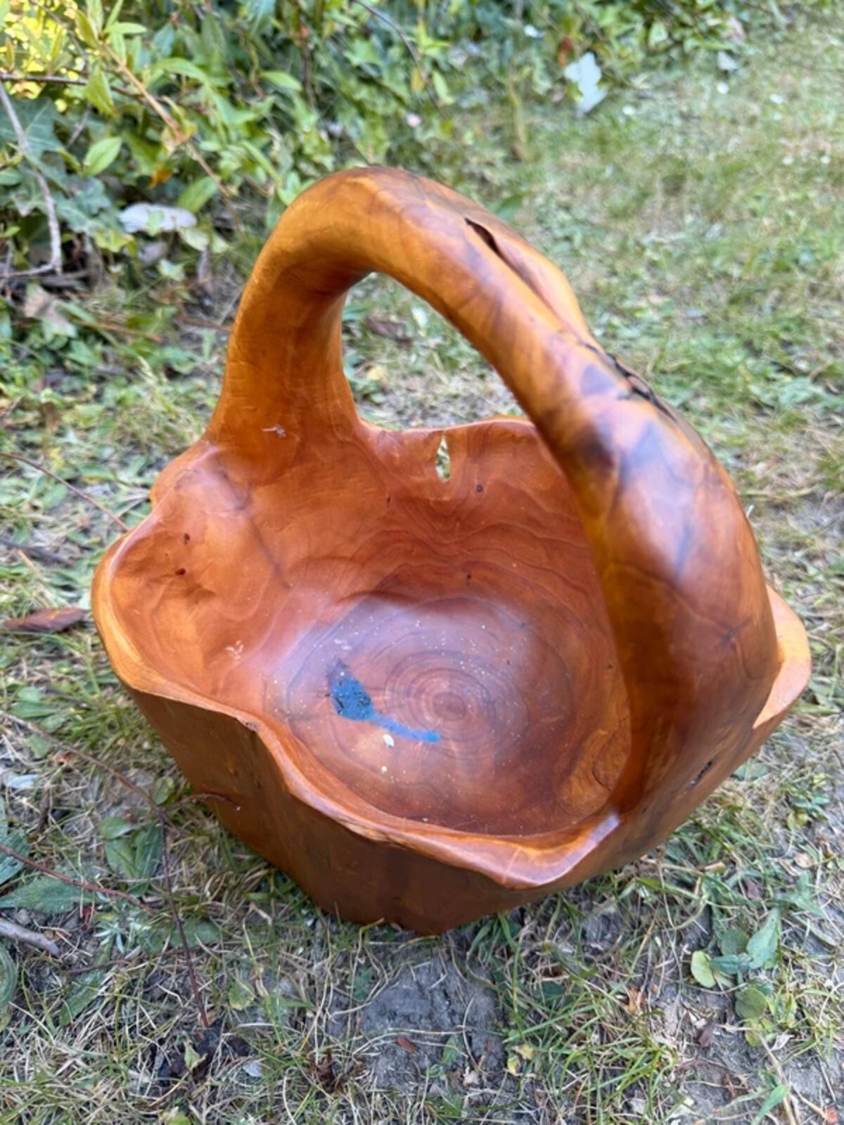 Burl Wood Hand Crafted Basket