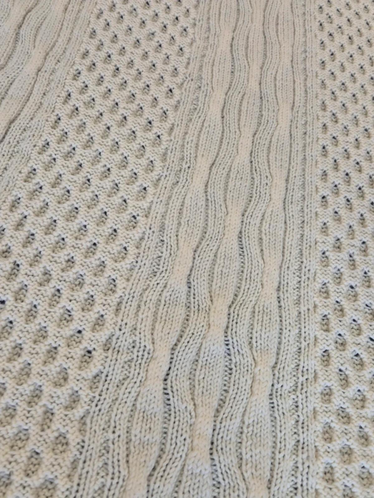Large cream knit blanket