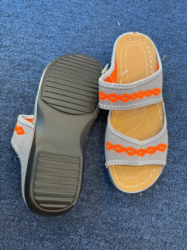Grey and Orange Sandals - Size 4 UK