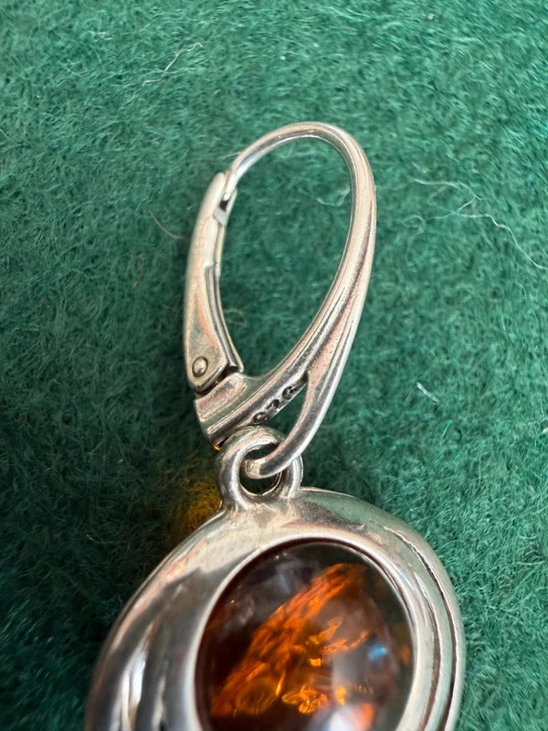 Sterling Silver and Amber Earrings