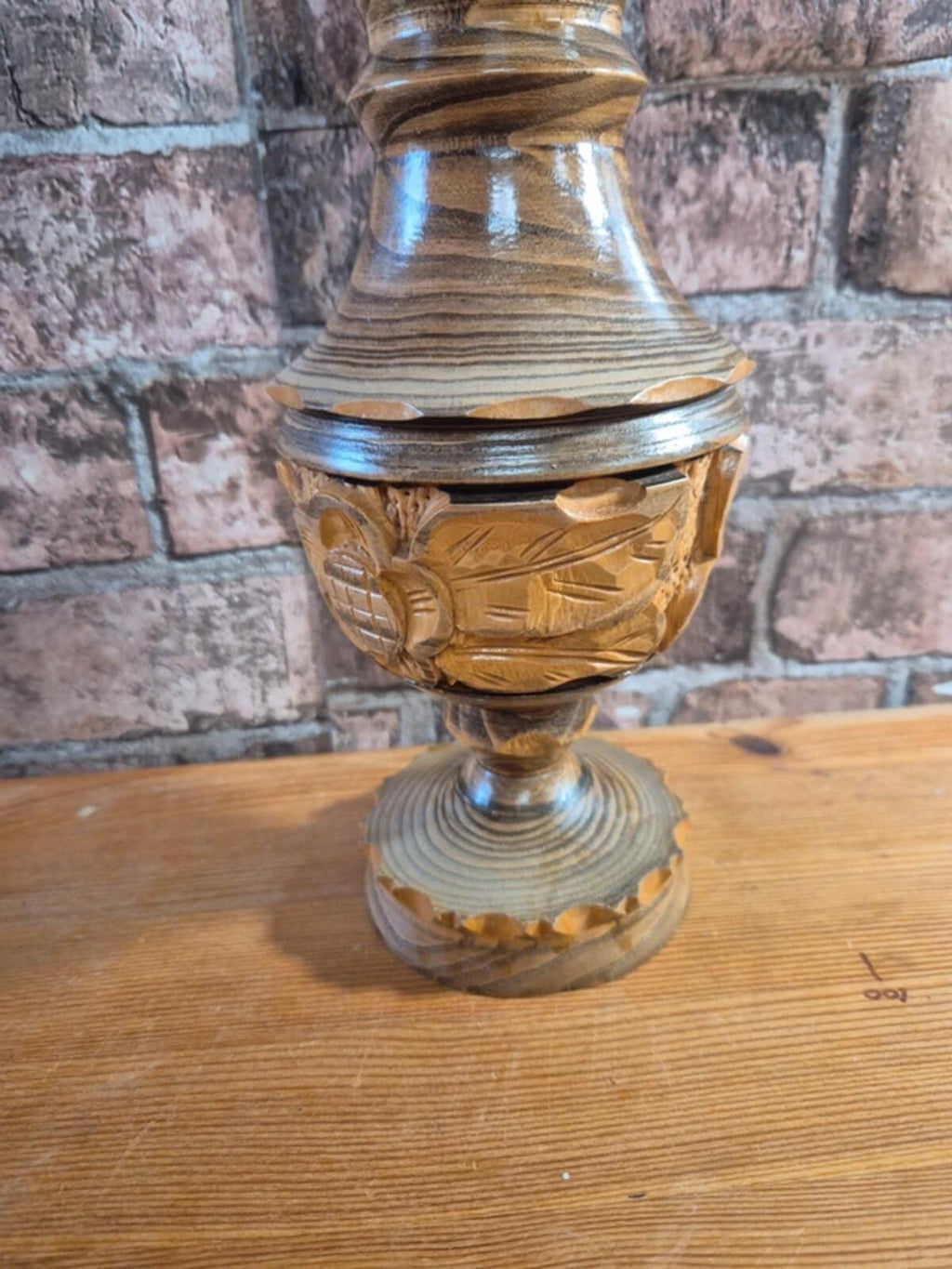 Handcarved wooden vase