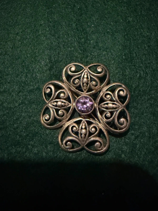Vintage Sterling Silver and Amethyst Butterfly Brooch