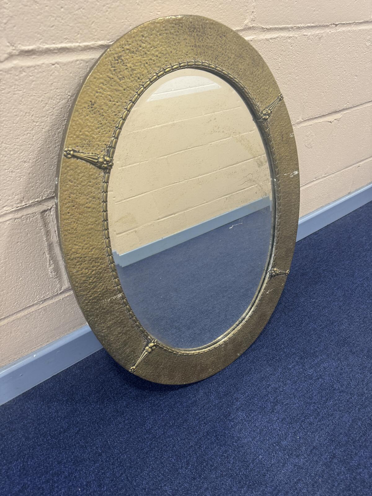 Vintage Oval Brass Mirror