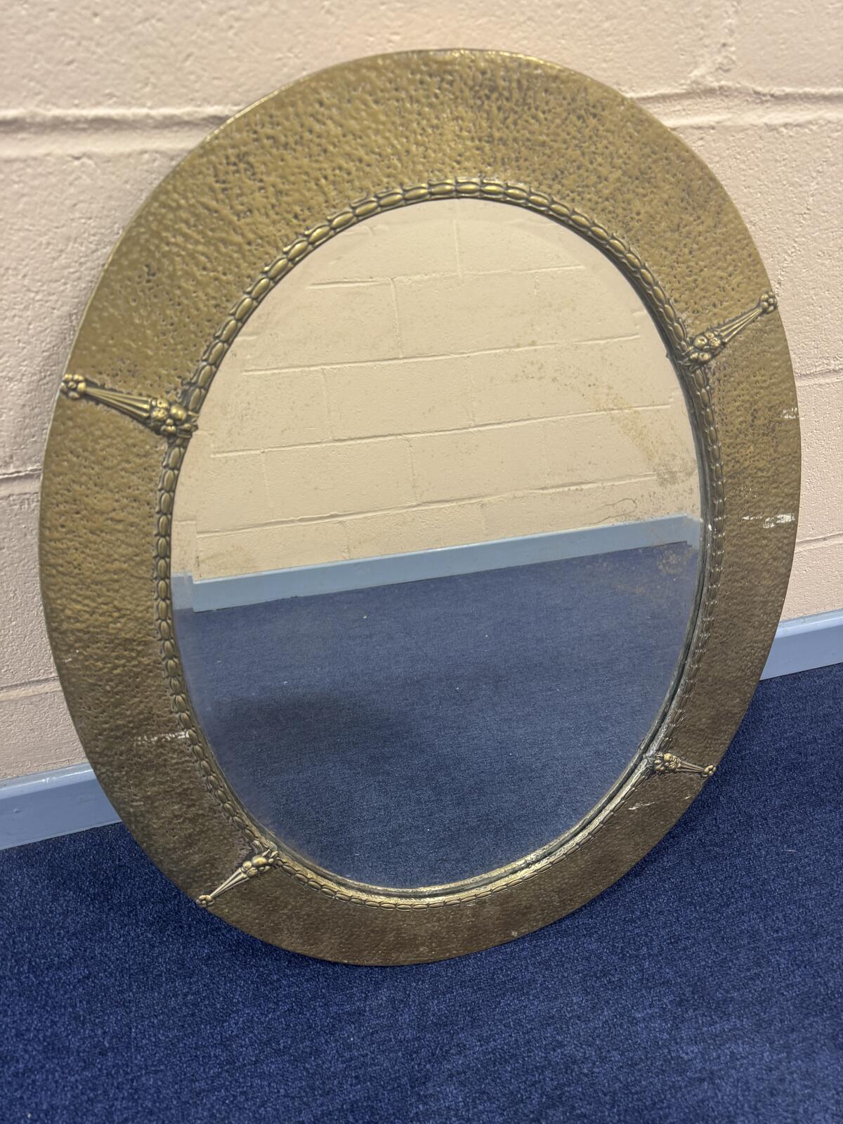 Vintage Oval Brass Mirror
