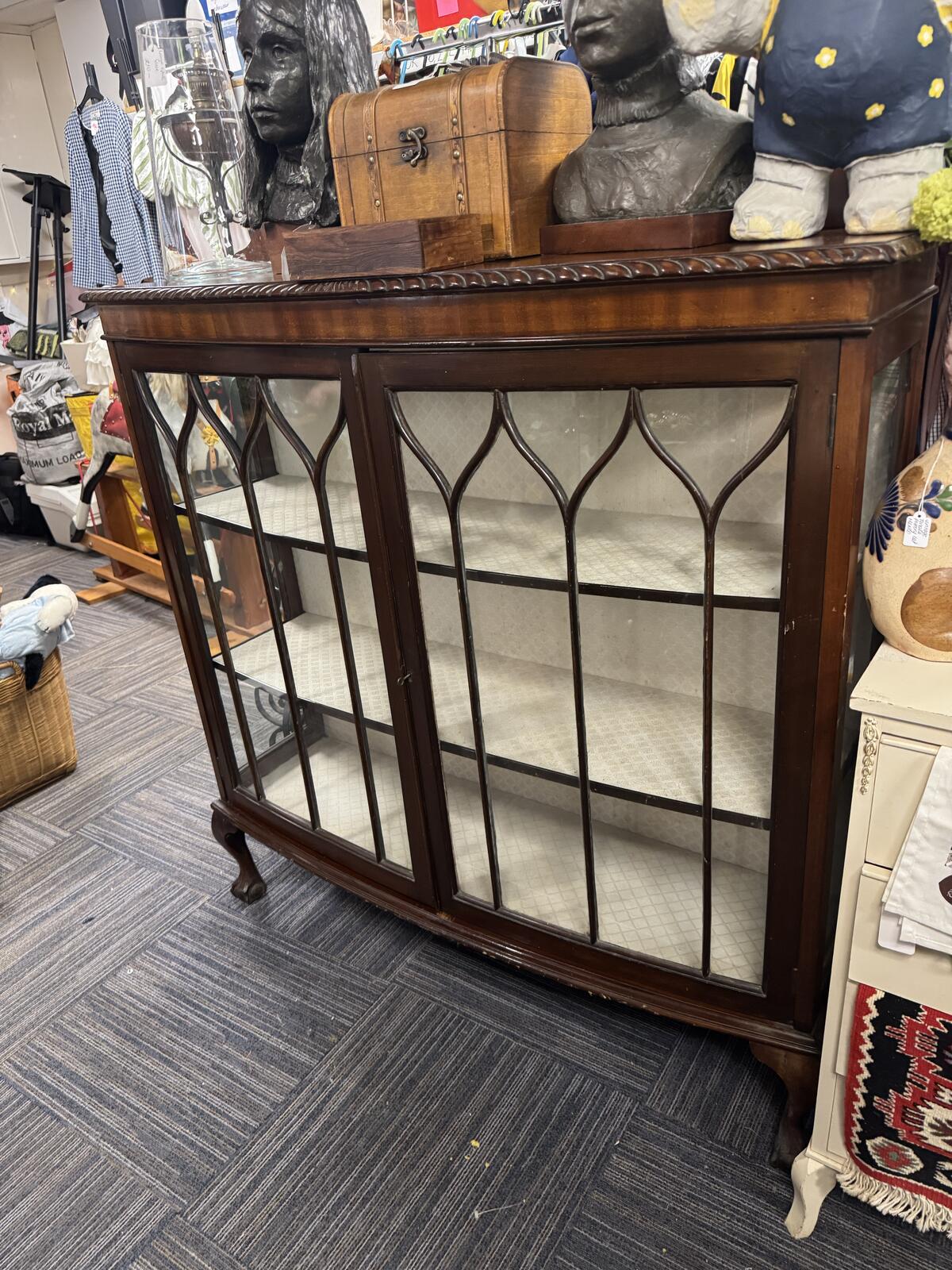 Antique Mahogany and Glass Display Cabinet