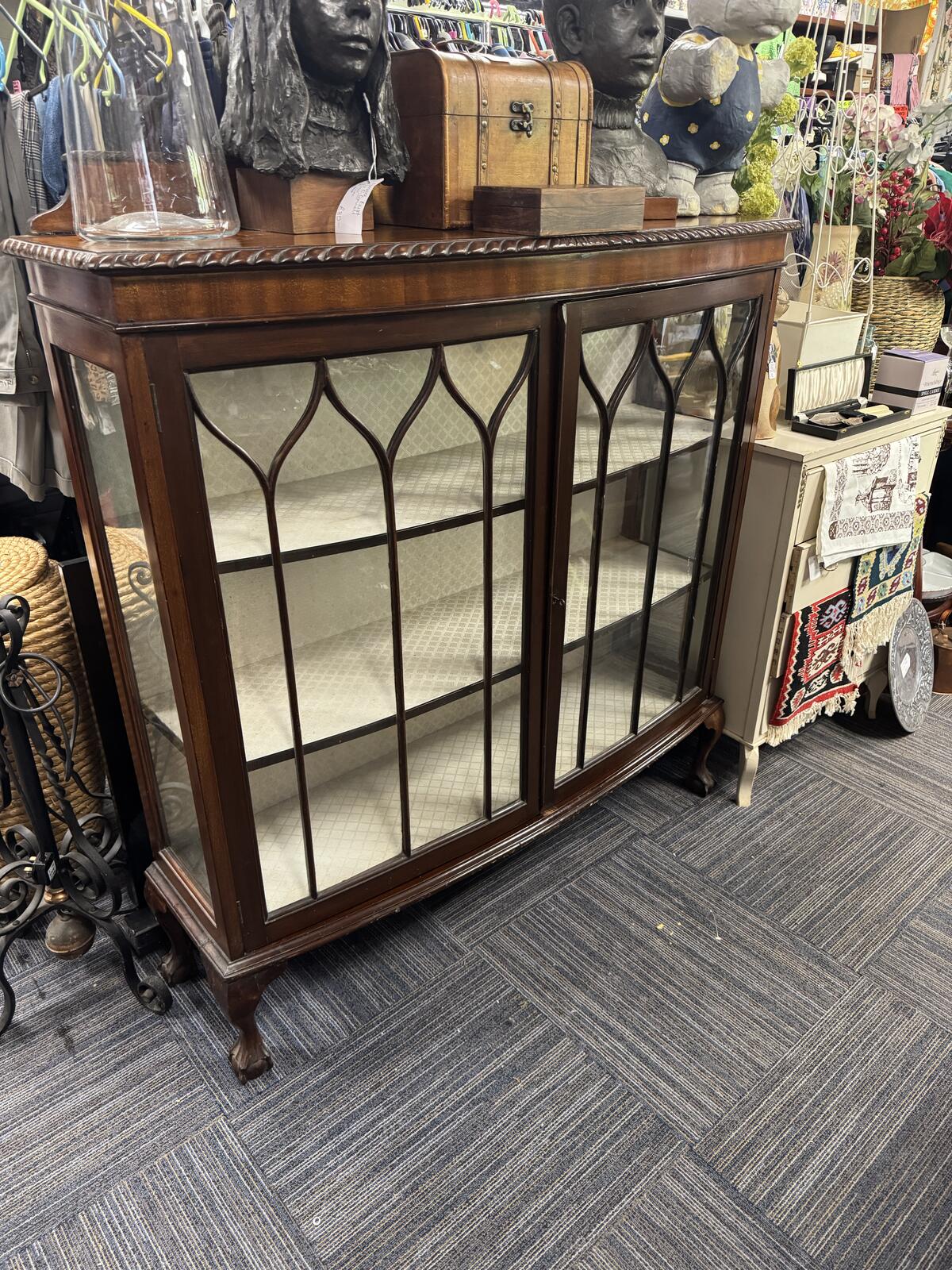 Antique Mahogany and Glass Display Cabinet