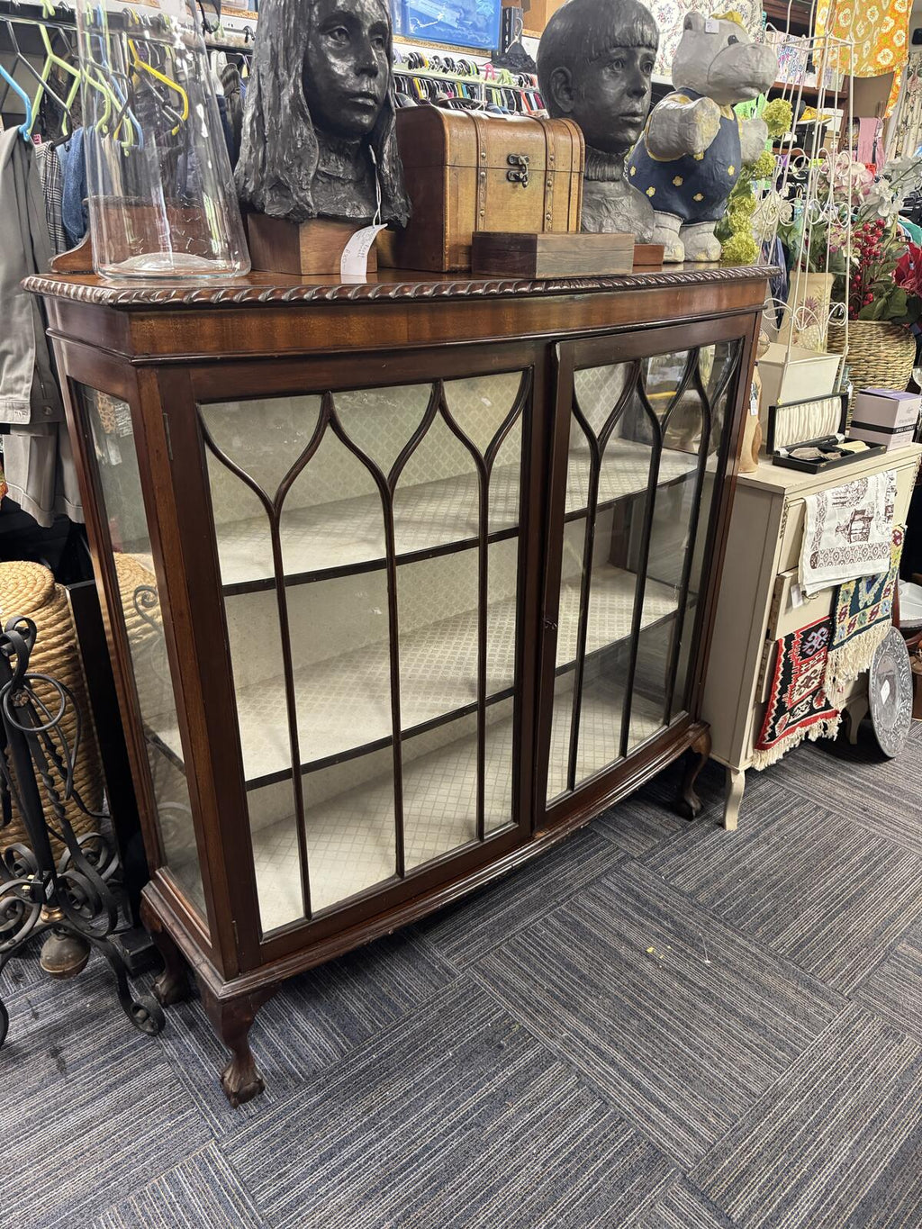 Antique Mahogany and Glass Display Cabinet