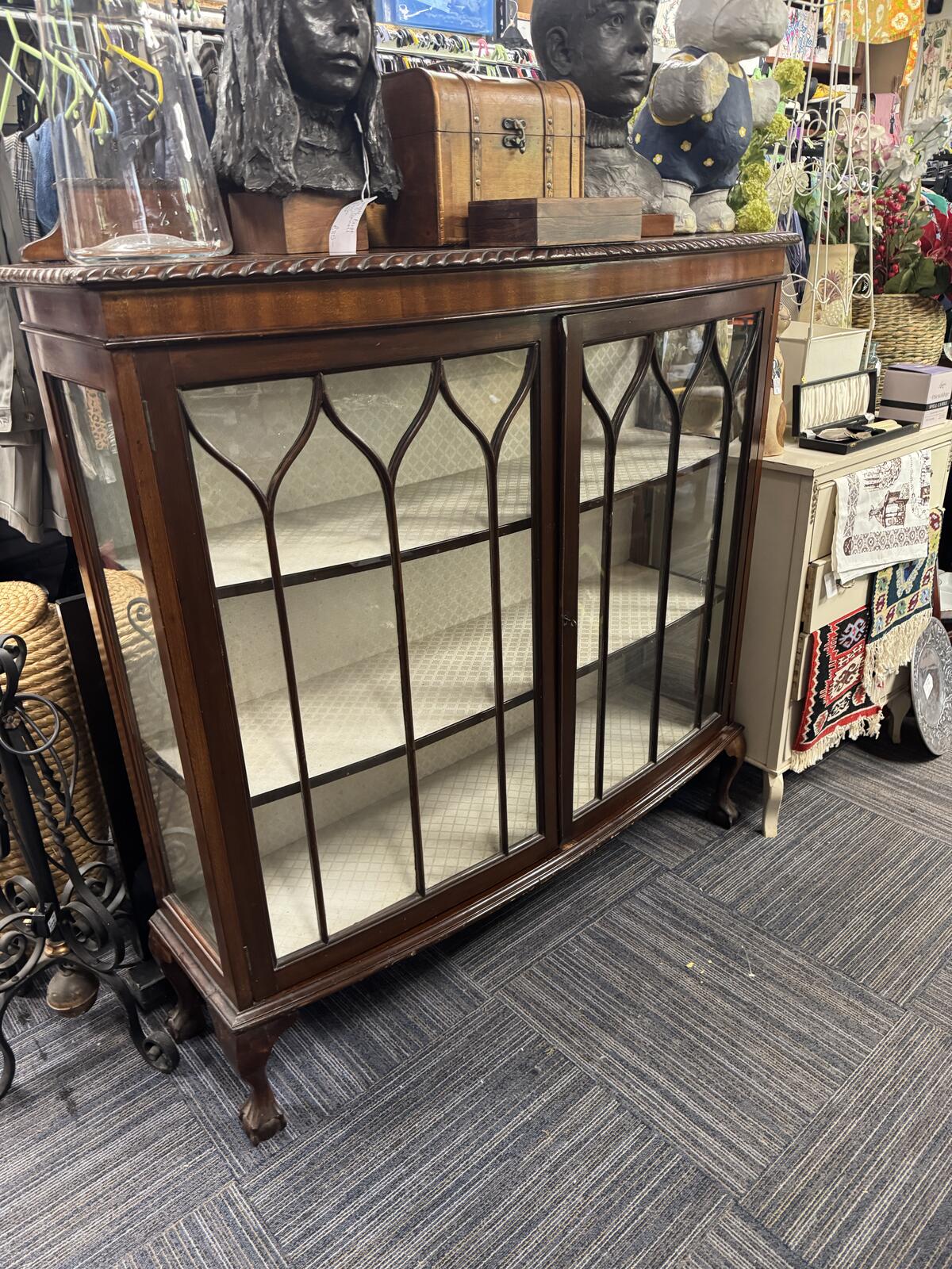 Antique Mahogany and Glass Display Cabinet