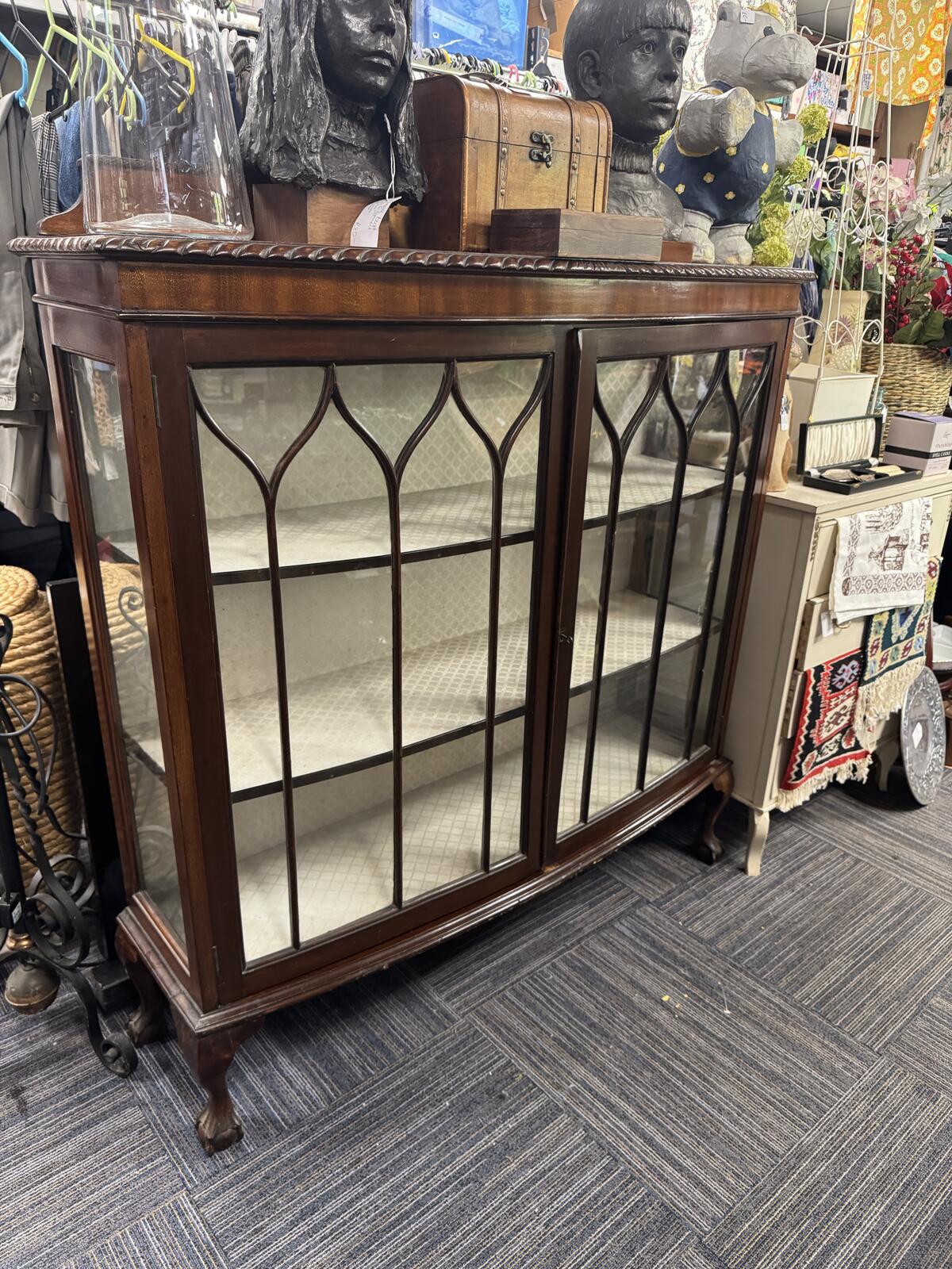 Antique Mahogany and Glass Display Cabinet